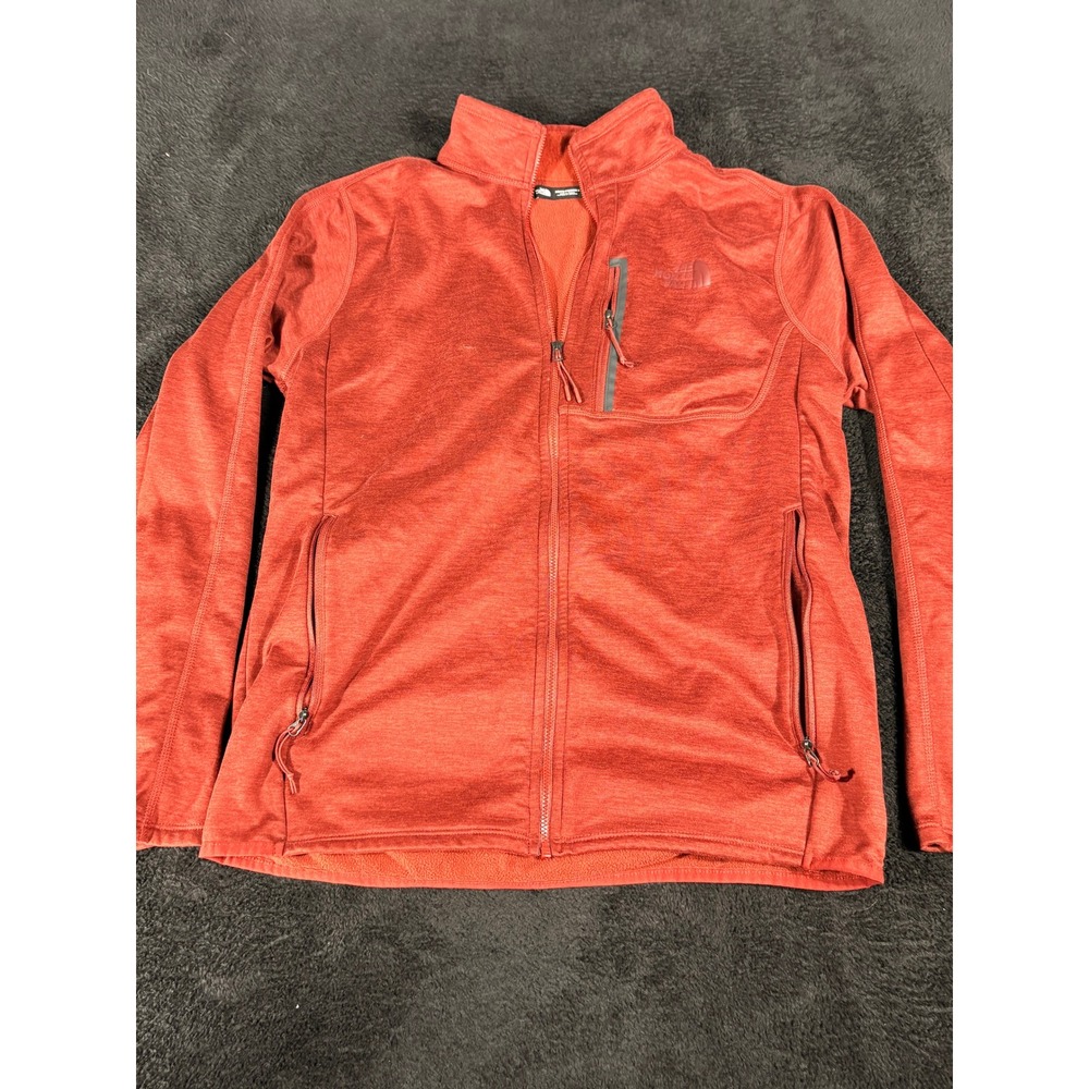 The North Face Mens Full Zip Fleece Jacket Red Heathered Medium